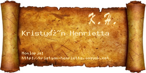 Kristyán Henrietta névjegykártya